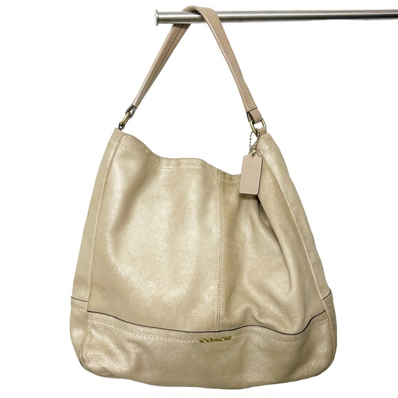 Coach Bags Coach Parchment Park Hobo In Metallic Suede Leather